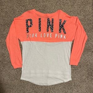 NWOT Victoria's Secret PINK Coral Crewneck Tee
